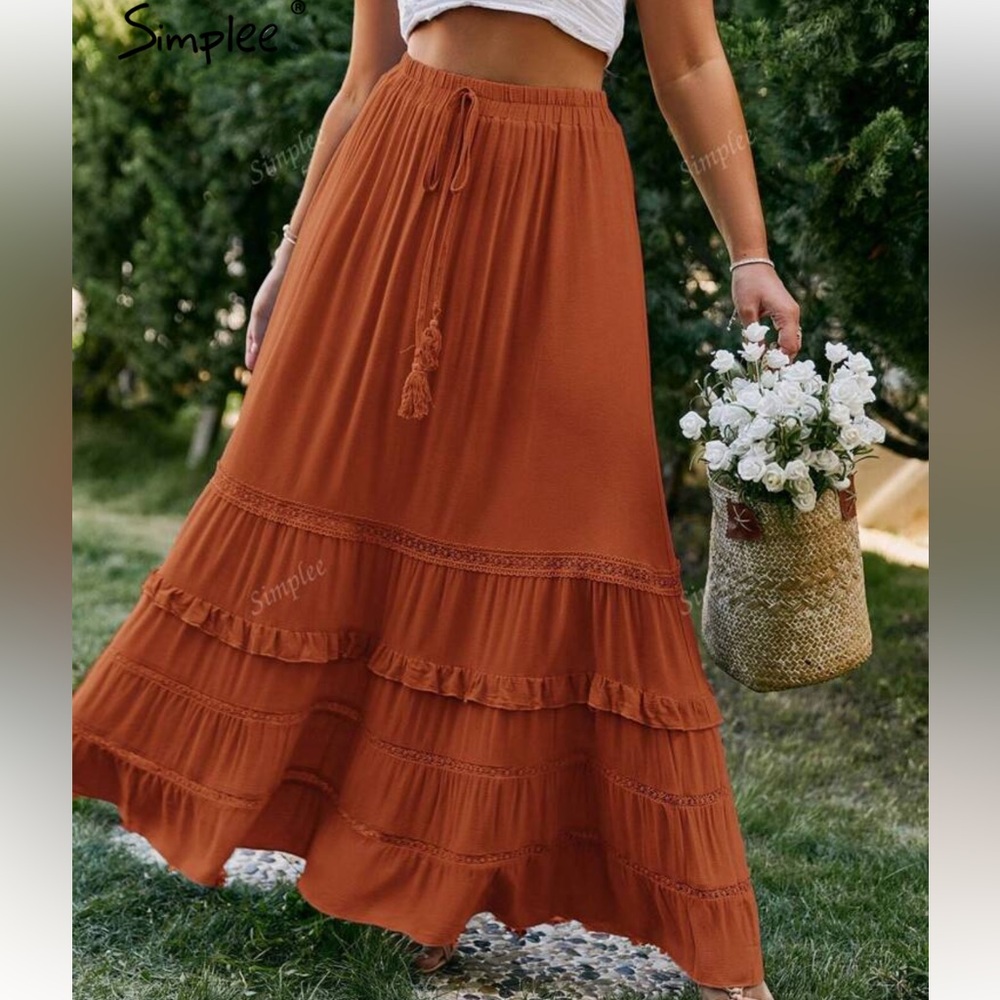 Simplee Red Knot Ruffle Skirt - Picture 4 of 4